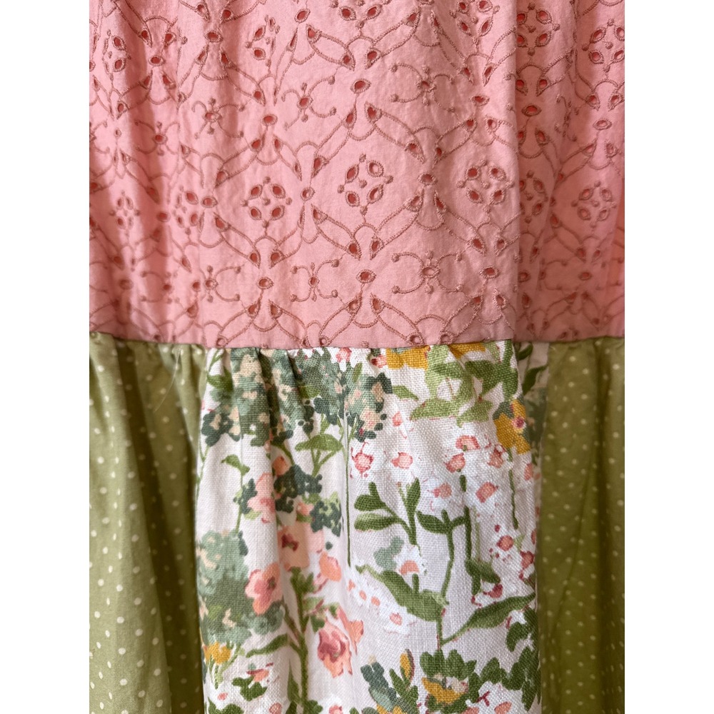 Handmade Embellished Prairie Dress XL Whimsical Cottagecore Patchwork Fairycore - Picture 7 of 8